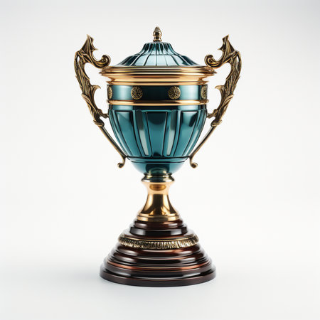 Bronze trophy cup on a white background. 3d rendering.の素材