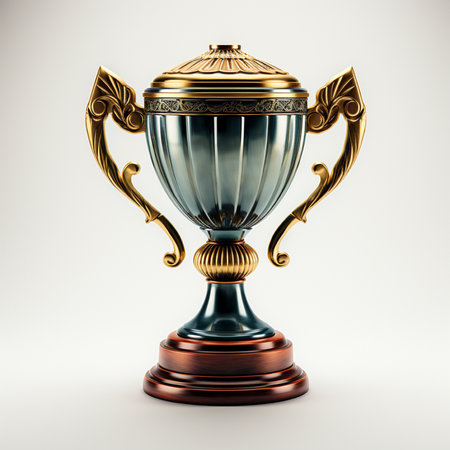 Trophy cup on a white background. 3d illustration. Vintage style.の素材
