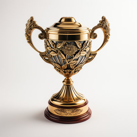 Trophy cup isolated on white background. 3d render illustration.の素材