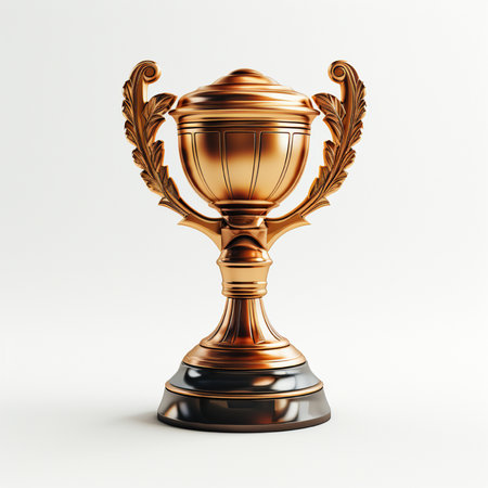 Bronze trophy cup isolated on white background. 3d illustration.の素材