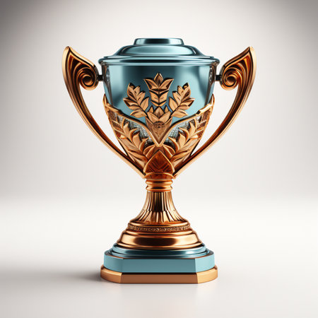 Trophy cup on a white background. 3d rendering image.の素材