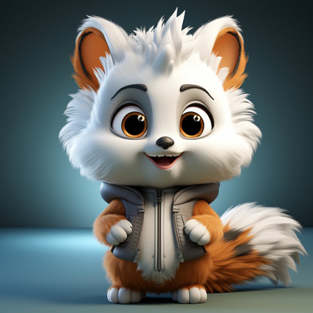 Cute fox cartoon character - 3D Rendered Illustration.の素材