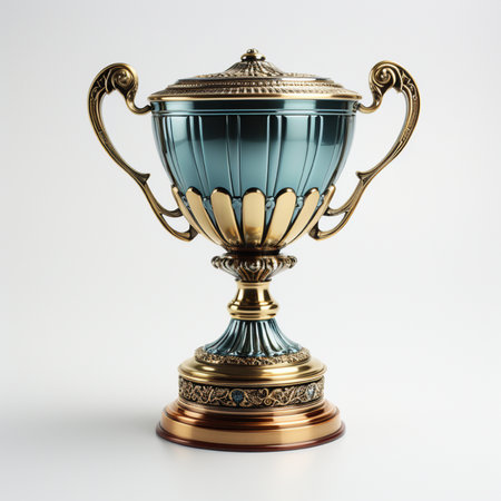 Vintage trophy isolated on white background. 3d render illustration.の素材