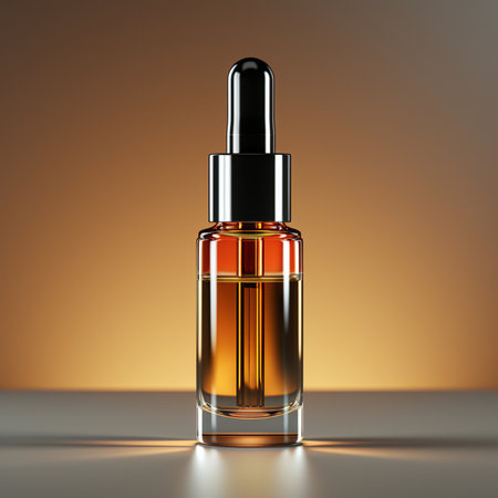 Cosmetic bottle with pipette on a golden background. 3d renderingの素材