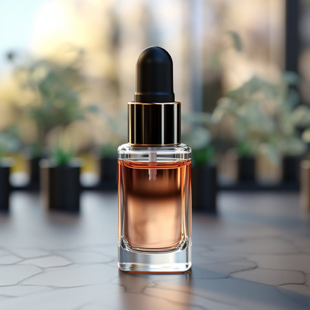 Perfume bottle on the table. 3d rendering, mock upの素材
