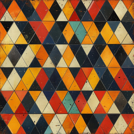 abstract grunge background of colored triangles on the wall of the buildingの素材