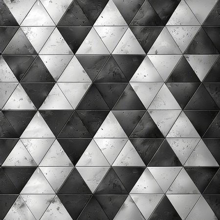Seamless texture of black and white triangles on a gray backgroundの素材