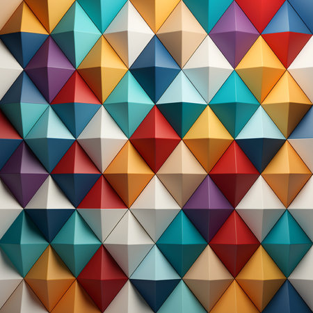 Seamless pattern of colorful geometric shapes. 3d rendering.の素材