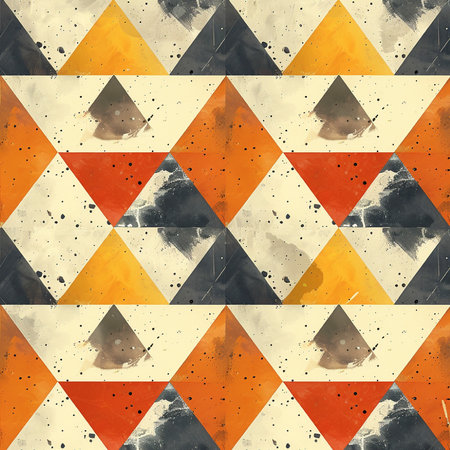 Seamless geometric pattern with triangles. Grunge background.の素材