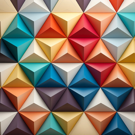 Seamless pattern with multicolored triangles. 3d renderingの素材