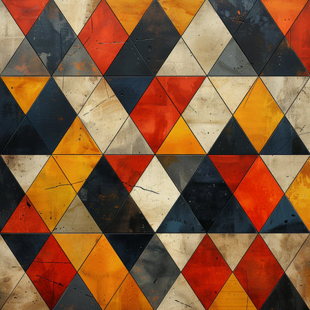 Abstract grunge background with black, red, orange and yellow trianglesの素材