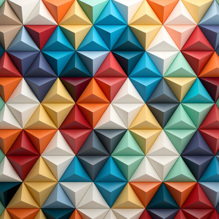 Seamless pattern with multicolored triangles. 3d renderingの素材