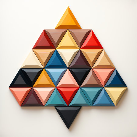 Colorful pyramid on a white background. 3d illustration. Abstract background.の素材