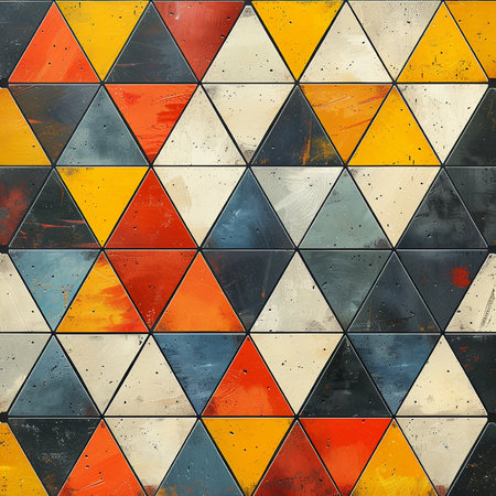 abstract background with geometric shapes in red, orange, yellow and black colorsの素材