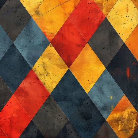 abstract background with red, yellow, blue and black geometric shapesの素材