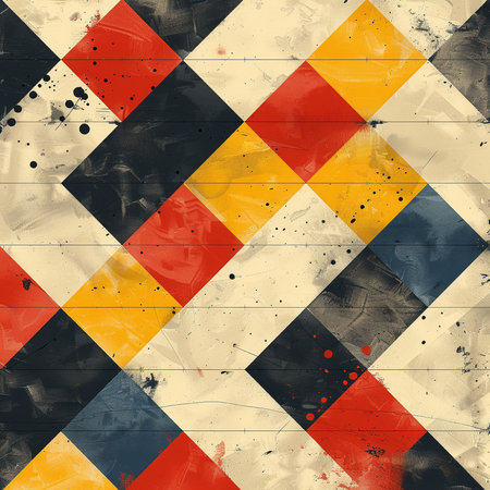 abstract background with geometric pattern in red, yellow and black colorsの素材