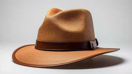 Brown hat isolated on white background with clipping path. Front view.の素材
