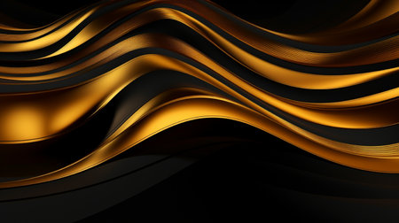 3d render of golden wavy background with black and black linesの素材