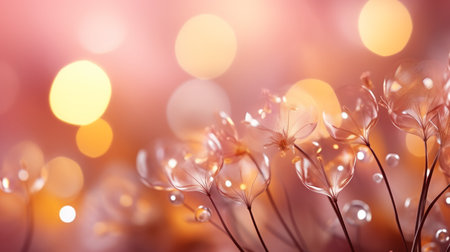 Abstract bokeh background with flowers and lights. Nature concept.の素材