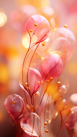 Bouquet of pink and red hearts on a bokeh backgroundの素材