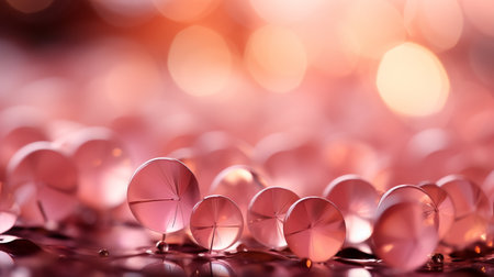 Close up of a group of pink glass pins on a bokeh backgroundの素材