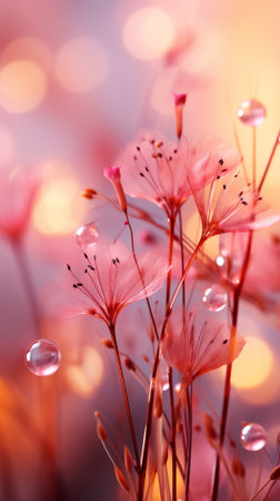 Beautiful flowers with dew drops on blurred background, closeupの素材