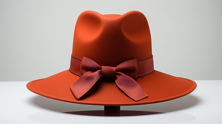 Red hat with a bow on a white background. 3d renderingの素材