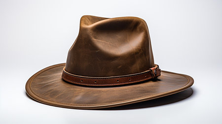 Brown cowboy hat isolated on white background. Clipping path included.の素材
