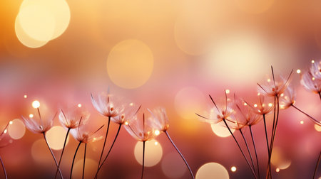 Beautiful flowers background with bokeh lights. Abstract nature background.の素材