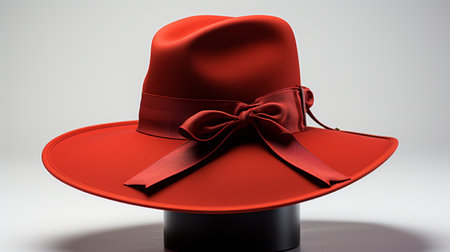 Red hat with a bow on a white background. 3d renderingの素材