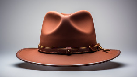 Brown cowboy hat isolated on white background. 3d illustration. Clipping pathの素材