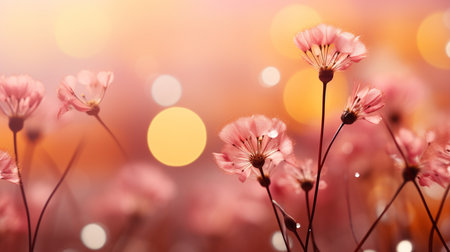 Beautiful pink flowers on bokeh background, soft focus.の素材