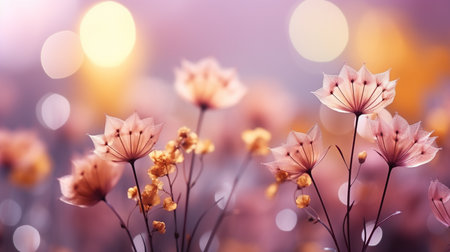 beautiful spring flowers on bokeh background. soft focus.の素材