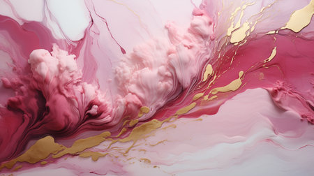 Abstract paint background. Pink, pink and gold colors mixing in waterの素材