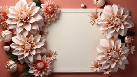 Flower frame with copy space for text, 3d render.の素材