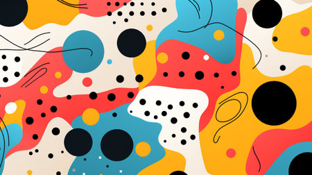 Seamless pattern with abstract shapes and doodles. Vector illustration.の素材