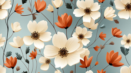 Seamless floral pattern with poppies. Vector illustration.の素材