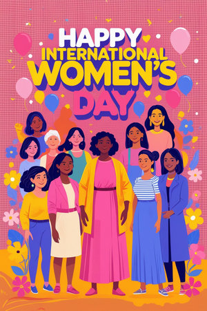 Happy Women's Day. Women's day greeting card. Vector illustrationの素材