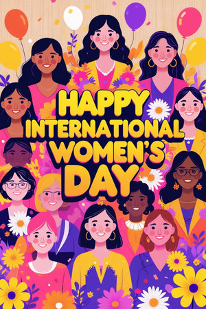 International Women's Day greeting card. Happy international women's day vector illustration.の素材