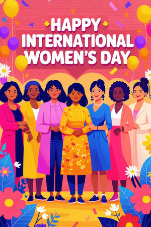 International Women's Day greeting card, banner, flyer, poster. Vector illustration.の素材