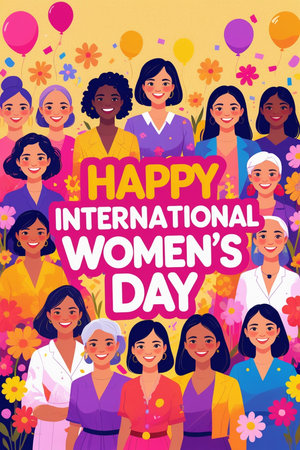 International Women's Day. Happy women's day greeting card. Vector illustrationの素材