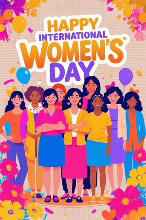 International Women's Day greeting card, poster, banner. Vector illustration.の素材