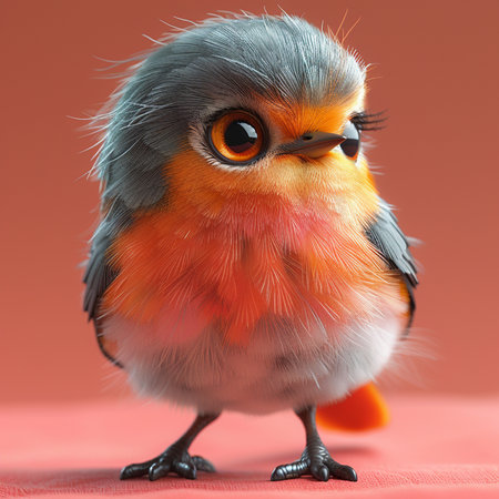 Red-breasted robin (Erithacus rubecula)の素材