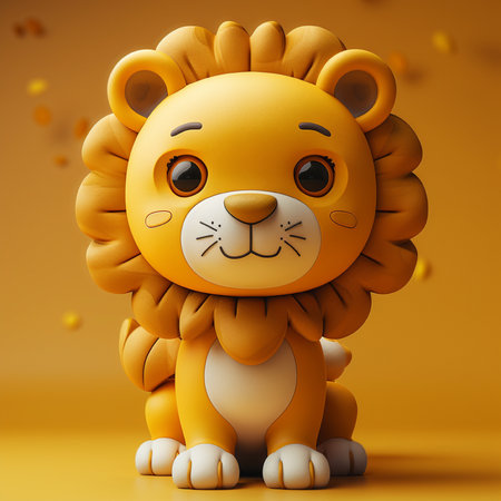Lion on a yellow background. 3d rendering. 3d illustration.の素材