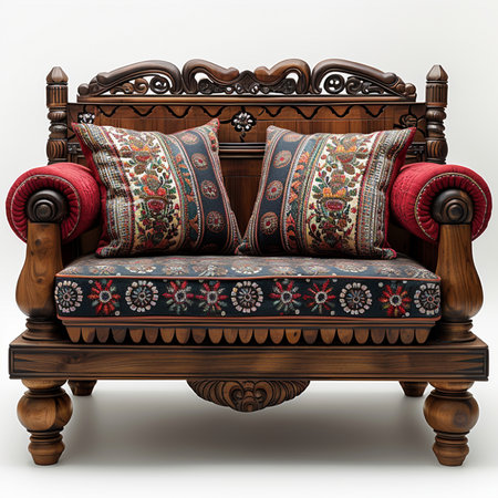 Classic armchair with pillows and plaids. 3d renderの素材
