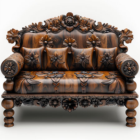 Luxury leather sofa with pillows. 3d render imageの素材