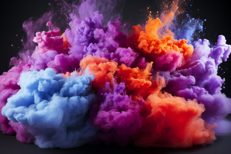 Colorful cloud of ink in water on black background. 3d renderingの素材