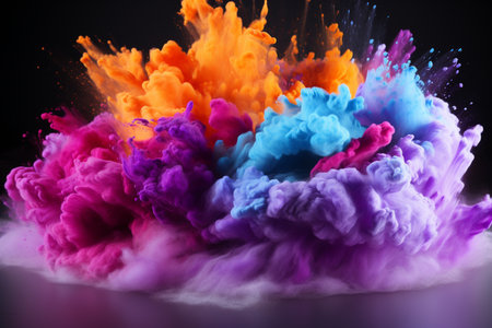 Colorful ink in water isolated on black background. 3D renderingの素材