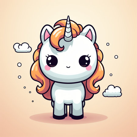 Cute cartoon unicorn. Vector illustration of a cute little unicorn.の素材