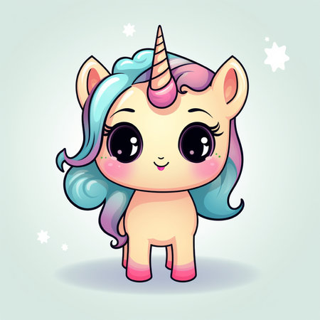 Cute cartoon unicorn. Vector illustration of a cute little unicorn.の素材